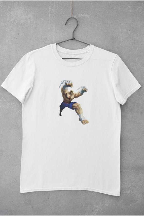 Street Fighter Sagat Karakteri Baskılı Tişört Erkek Hediye Doğum Günü Hediyesi - Resim 2