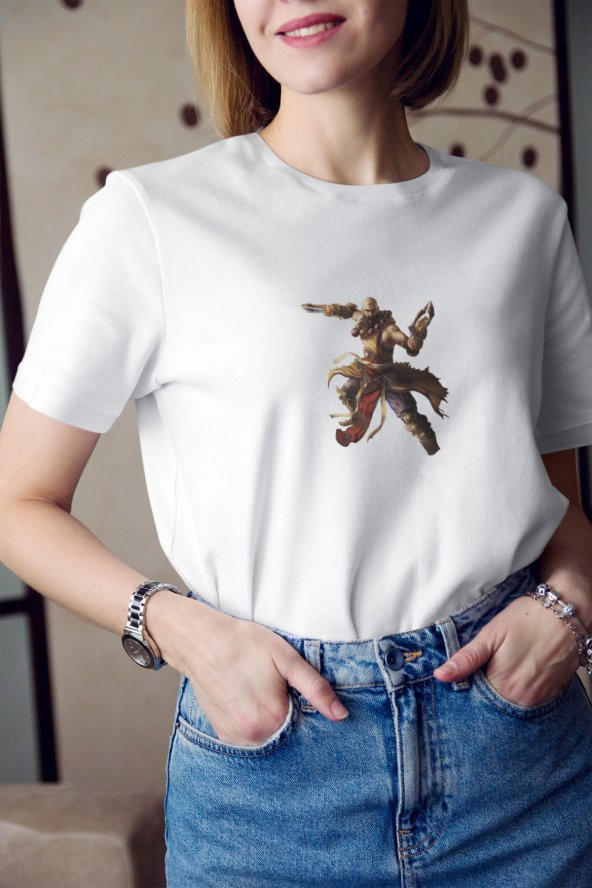 Diablo 3 Monk Karakteri Baskılı Tişört Kadın Hediye Doğum Günü Hediyesi T-shirt