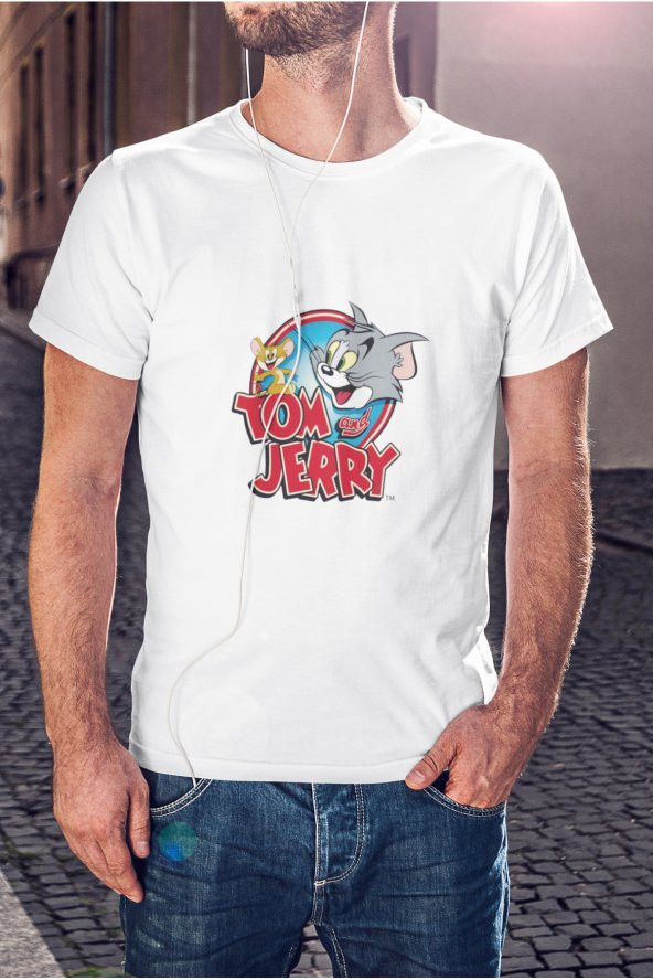 Tom Ve Jerry Çizgi Film Baskılı Tişört Erkek Hediye Doğum Günü Hediyesi T-shirt - 1