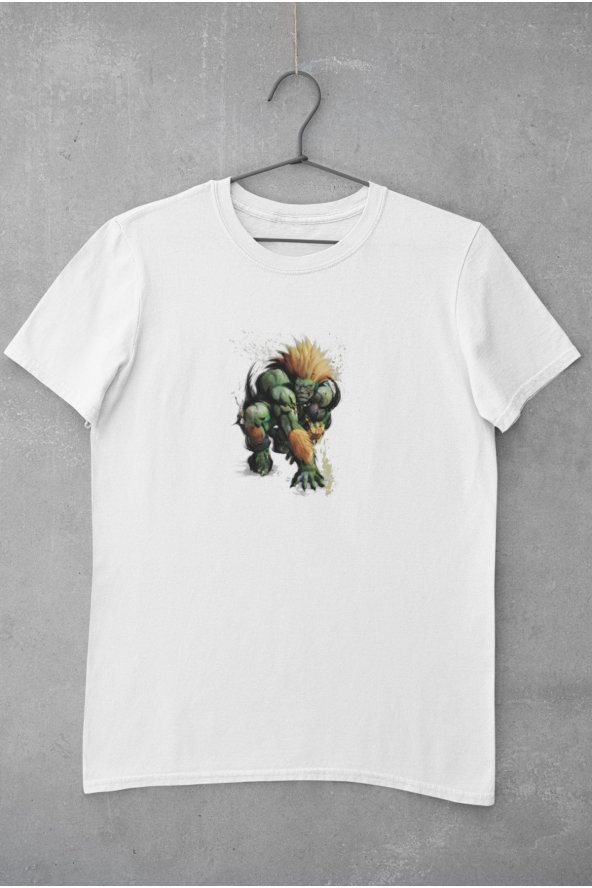 Street Fighter Blanka Karakteri Baskılı Tişört Erkek Hediye Doğum Günü Hediyesi - 2