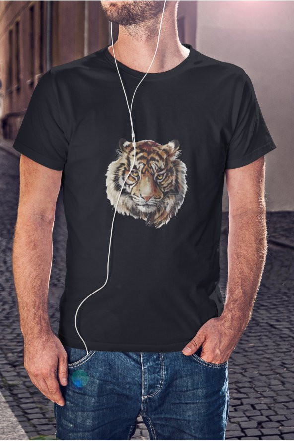 Vahşi Kaplan Baskılı Tişört Erkek Hediye Doğum Günü Hediyesi T-shirt - Resim 3