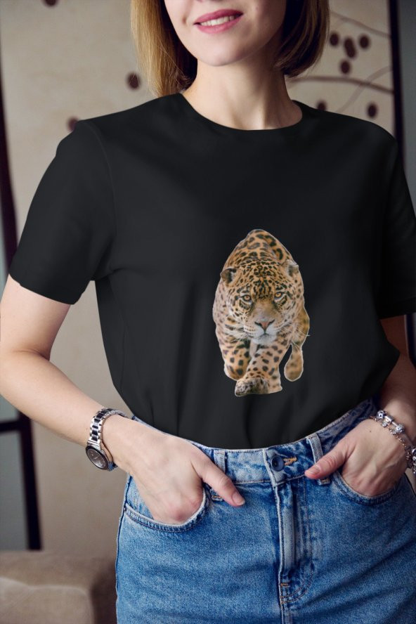Kaplan Baskılı Tişört Kadın Hediye Doğum Günü Hediyesi T-shirt - 3