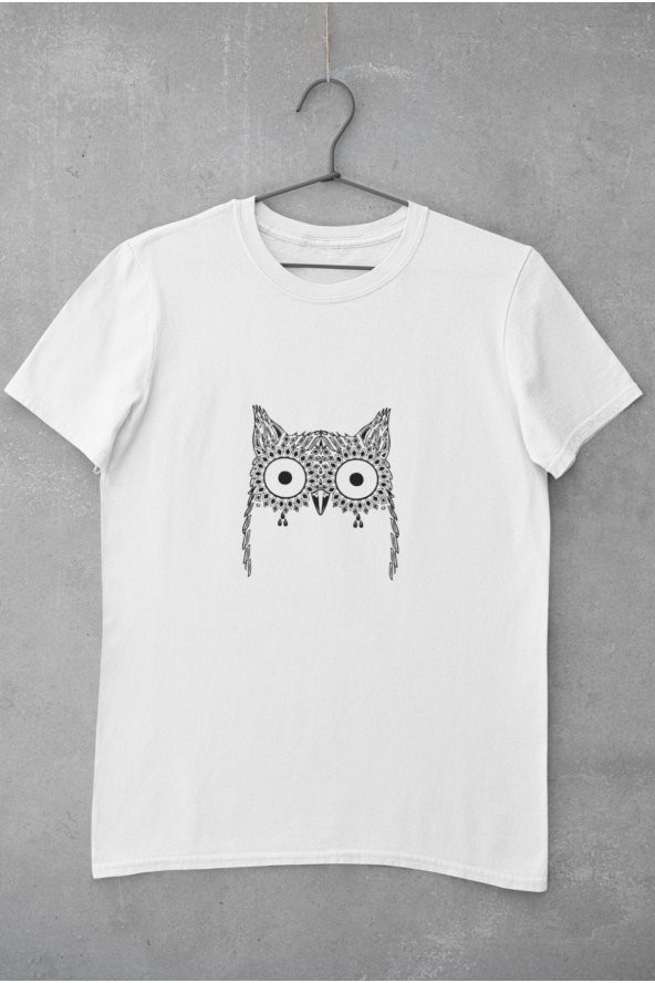 Baykuş Çizimi Baskılı Tişört Erkek Hediye Doğum Günü Hediyesi T-shirt - 2