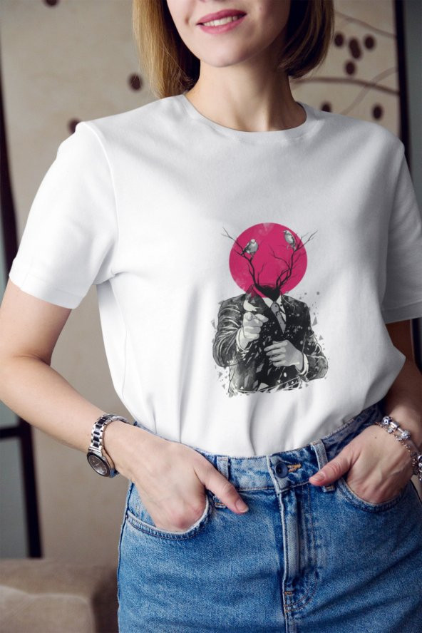 Grafik Silüet Baskılı Tişört Kadın Hediye Doğum Günü Hediyesi T-shirt ürün görseli