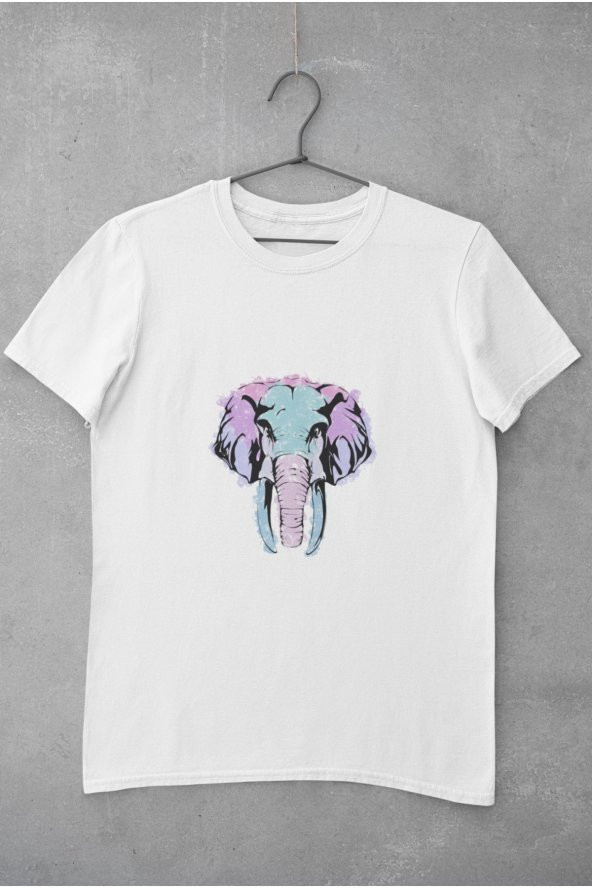 Renkli Fil Boyama Baskılı Tişört Kadın Hediye Doğum Günü Hediyesi T-shirt - 2