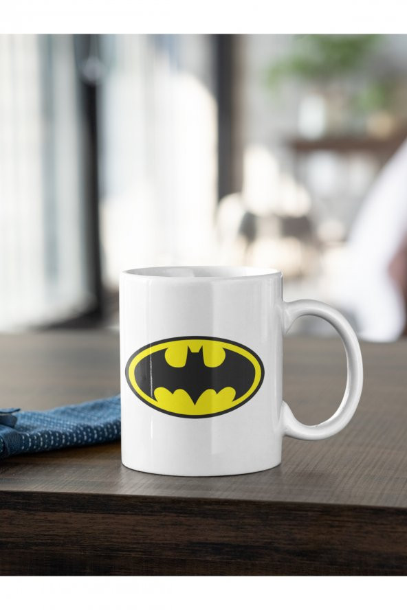 DC Batman Karakteri Logo Baskılı Kahve Kupası Hediye Kupa - 1