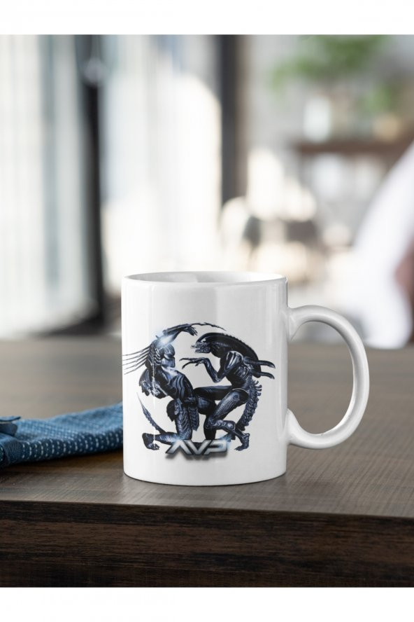 Aliens Vs Predator Baskılı Kahve Kupası Hediye Kupa