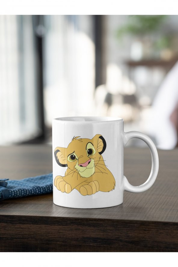 Aslan Kral Simba Renkli Baskılı Kahve Kupası Hediye Kupa - Resim 2