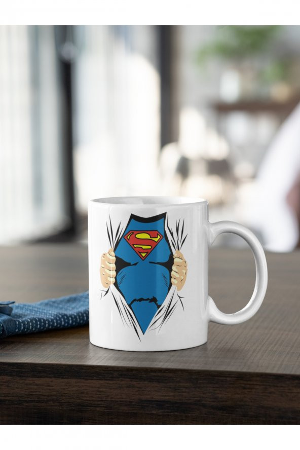 DC Superman Karakteri Kostüm Baskılı Kahve Kupası Hediye Kupa