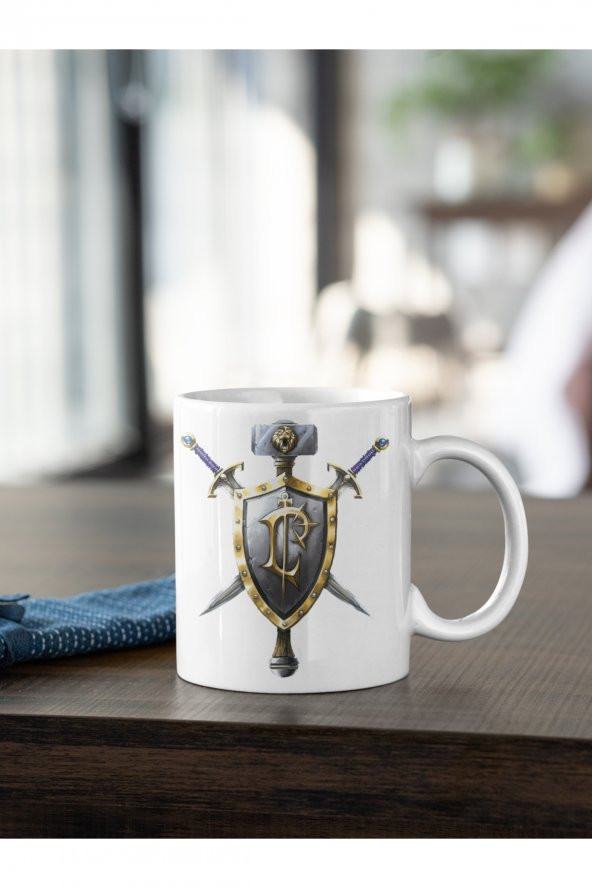 Warcraft Kalkan Kılıç Renkli Baskılı Kahve Kupası Hediye Kupa