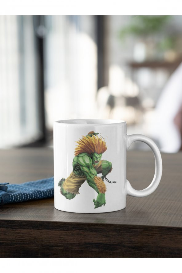 Street Fighter Blanka Karakteri 2 Baskılı Kahve Kupası Hediye Kupa