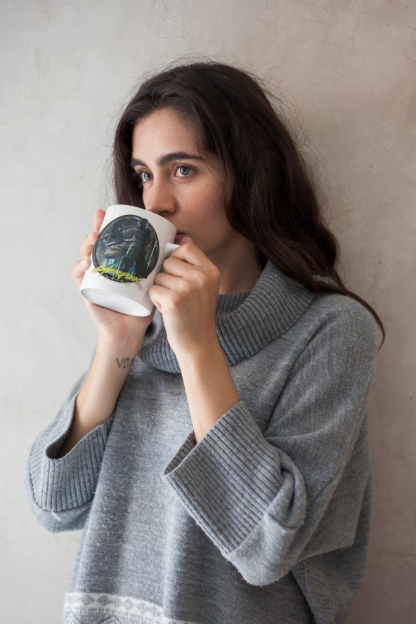 CD Projekt Red Cyberpunk 2077 Yazı Baskılı Kahve Kupası Hediye Kupa - Resim 2