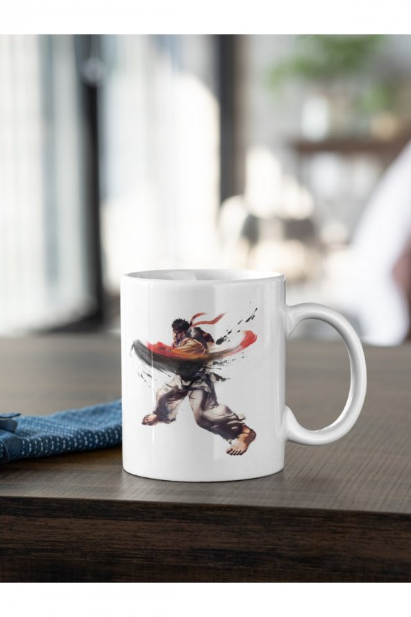 Street Fighter Ryu Hoshi Karakteri 2 Baskılı Kahve Kupası Hediye Kupa