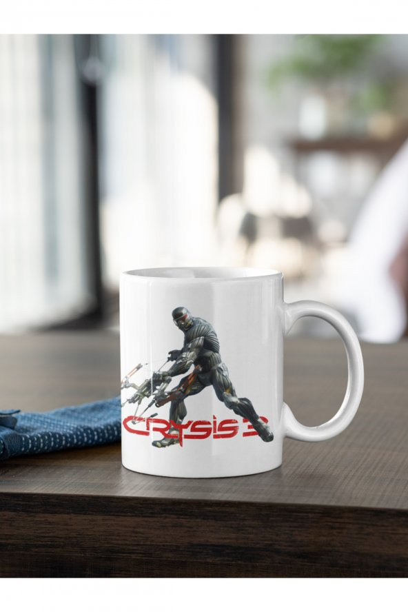 Crysis 3 Kırmızı Renkli Yazı Ve Oyun Karakteri Baskılı Kahve Kupası Hediye Kupa - 2