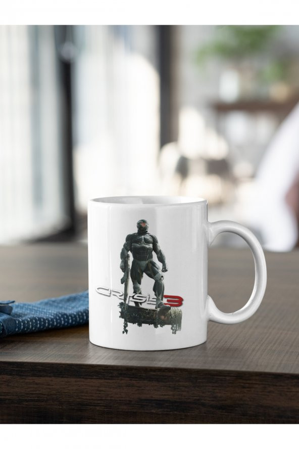 Crysis 3 Beyaz Renkli Yazı Ve Oyun Karakteri Baskılı Kahve Kupası Hediye Kupa - 2