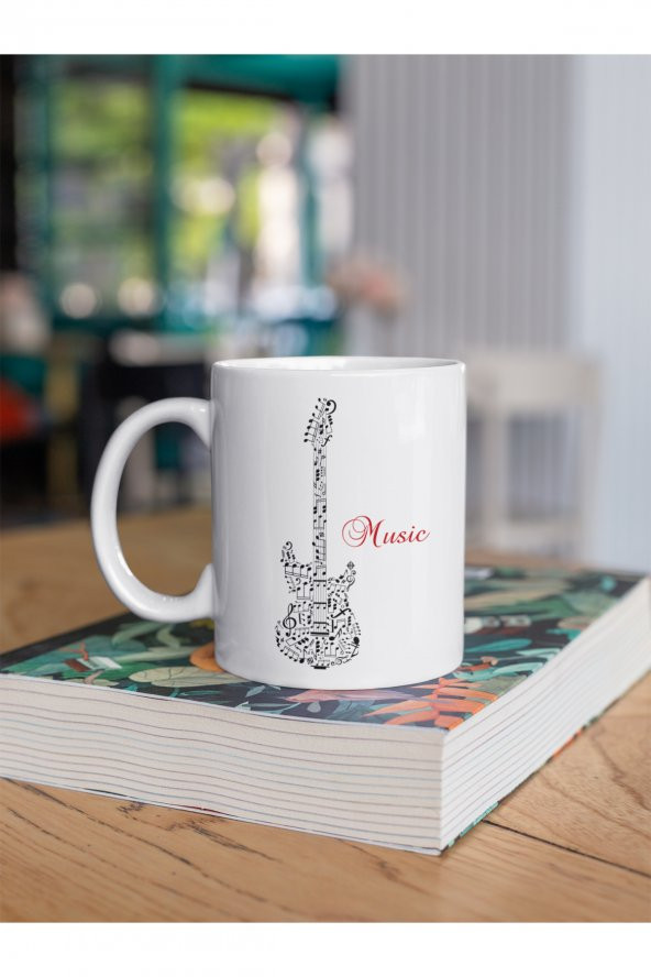 Notalı Müzik Yazı Baskılı Kahve Kupası Hediye Kupa
