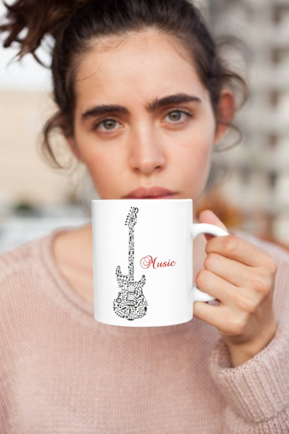 Notalı Müzik Yazı Baskılı Kahve Kupası Hediye Kupa - 2
