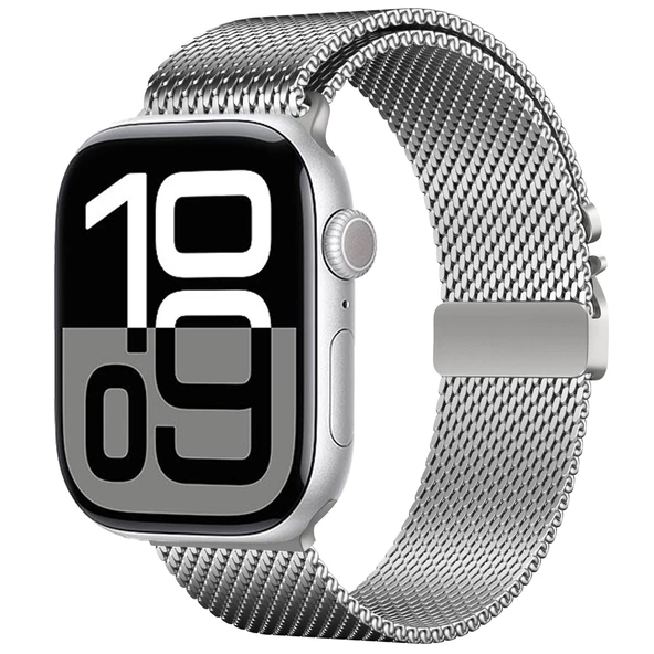 Gpack Apple Watch SE 2 2023 40mm Kordon Metal Tokalı Kalın Yeni Tip Hasır KRD121 - 2