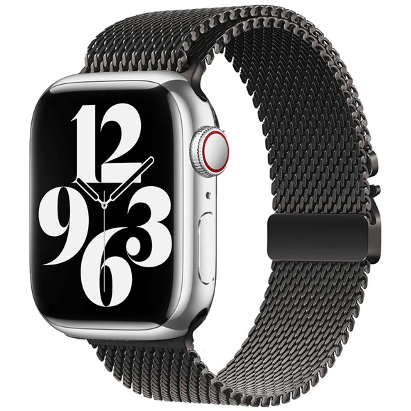 Gpack Apple Watch 7 45mm Kordon Metal Tokalı Kalın Yeni Tip Hasır KRD121