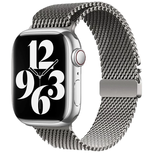 Gpack Apple Watch 4 5 38mm Kordon Metal Tokalı Kalın Yeni Tip Hasır KRD121 - Resim 3