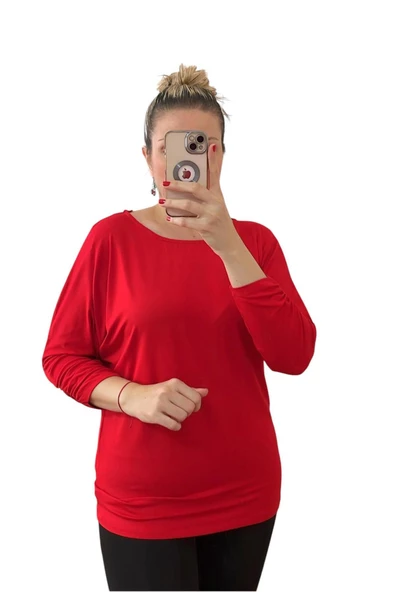 Yarasa Kol Büzgülü Kadın Bluz, Genç Anne Modern Kalıp Büyük Beden, Premium Terletmez Kışlık Bluz, Ka