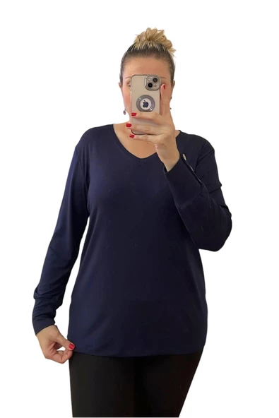 Bilek Düğmeli Kadın Bluz, Genç Anne Modern Kalıp Büyük Beden, Premium Terletmez Kışlık Bluz, Kadın B - 2