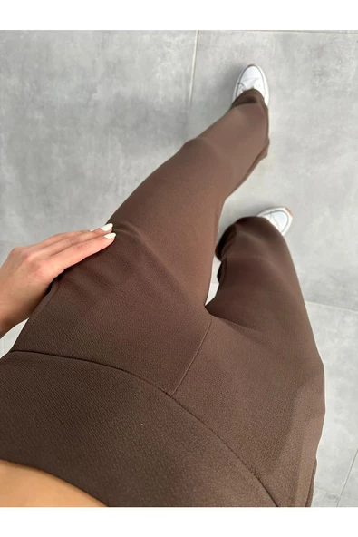 Cepli Yandan Gizli Fermuarlı Likralı Bol Paça Pantolon, 4 Mevsim, Kadın Pantolon