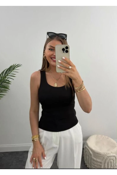 Kare Yaka Tulumlu Atlet, Göğüs Kısmı Çift Kumaş, Kadın Atlet Basic