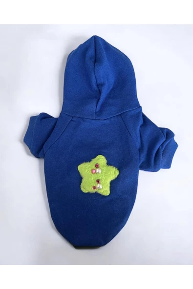 Green Stars Kedi Kapşonlu Sweatshirt, Hoodie Kedi Kazağı, Kedi Kıyafeti