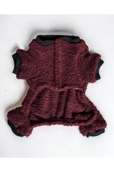Soft Burgundy Cırtcırtlı Köpek Tulumu, Köpek Kıyafeti - 5