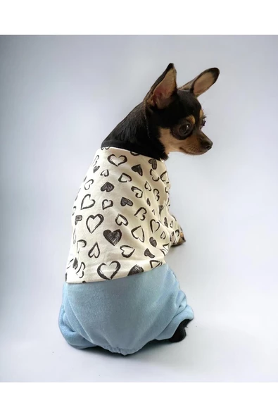 Spe Blue Hearts Cırtcırtlı Köpek Tulumu, Köpek Kıyafeti - 2