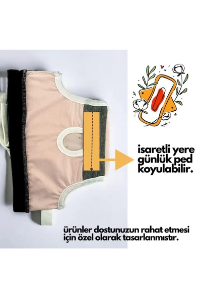 Kareli Kalpli Kedi İç Çamaşırı, Regl Donu, Kedi Sızdırma Kilodu - 3