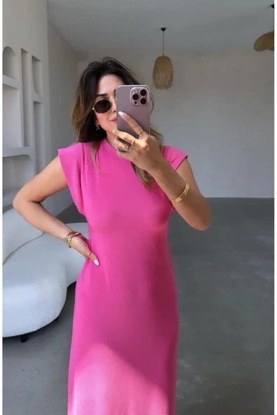 Full Likralı Ottoman Kumaş, Yırtmaçlı T Kol Elbise, Giy Çık Elbise, Premium Kumaş Kalıp - 2