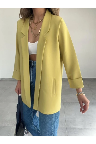 Astarsız Blazer Ceket, Oversize Kadın Blazer Ceket Premium, Atlas Kumaş