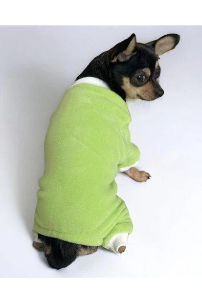 Green Soft Polar Cırtcırtlı Köpek Tulumu, Köpek Kıyafeti