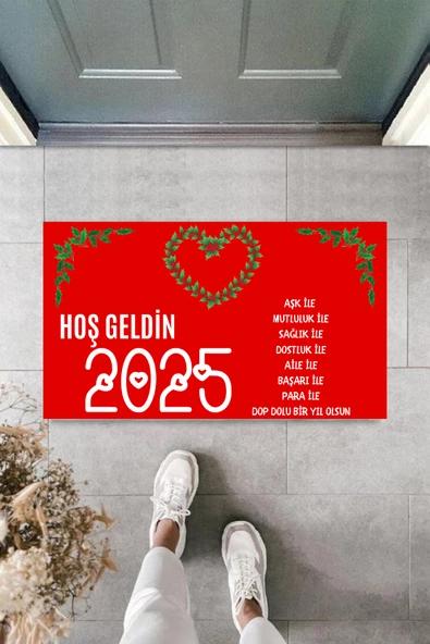 Kapı Önü Paspası Yeni Yıl 2025 Özel Tasarım Model 24