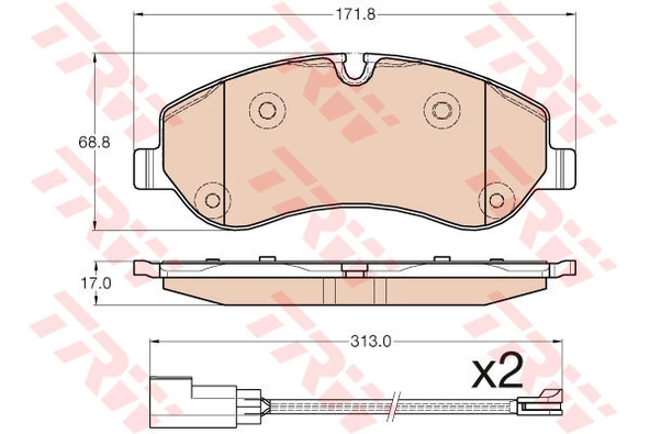 ÖN BALATA FORD TRANSIT V363 14 -TRANSIT CUSTOM 2.2 TDCI 12 2 ADET KABLOLU