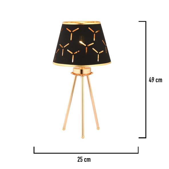 Apliqa Epona Siyah Desenli Şapkalı Gold Modern Dekoratif Salon Abajur - Resim 5