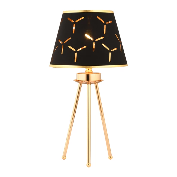 Apliqa Epona Siyah Desenli Şapkalı Gold Modern Dekoratif Salon Abajur - Resim 2