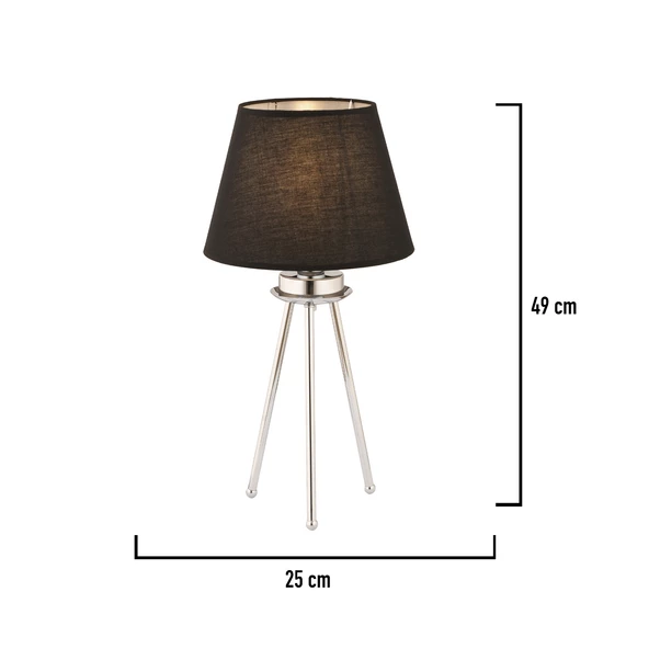 Apliqa Epona Siyah Şapkalı Krom Modern Dekoratif Salon Abajur - Resim 5