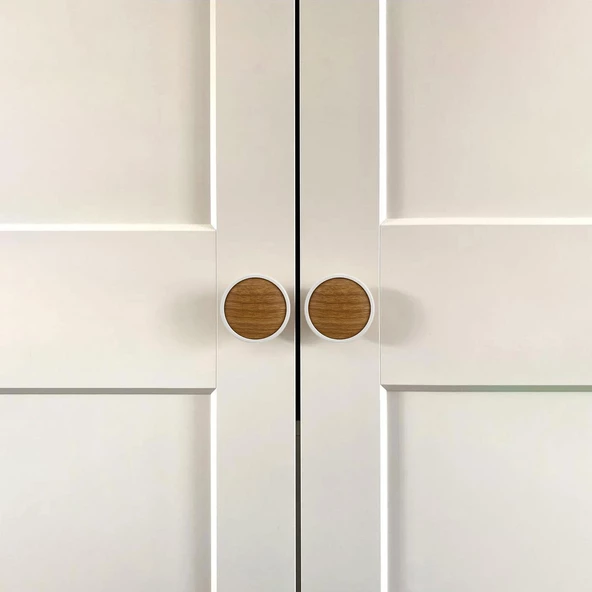 Dolunay 10 Adet Kulp Düğme Ahşap Desenli Çekmece Mutfak Mobilya Dolabı Dolap Kulpu Kulbu Kulpları - Resim 6