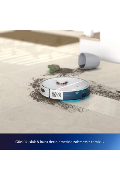 Philips HomeRun 3000 Serisi Aqua XU3110/02 Çöp İstasyonlu Beyaz Akıllı Robot Süpürge - 2