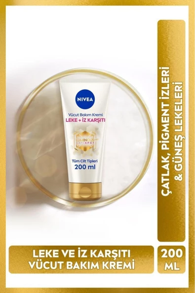 Nivea Luminous 630 Leke ve İz Karşıtı Vücut Bakım Kremi Çatlak ve Güneş Lekesi 48 Saat Nem 200 ml