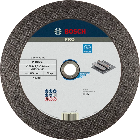 Accessories Bosch Professional 1 x kesme diski, düz uzman, metal için (metal, çelik, A 36 R BF, çap 300 mm, 2,8 mm, açılı taşlama makinesi aksesuarı)