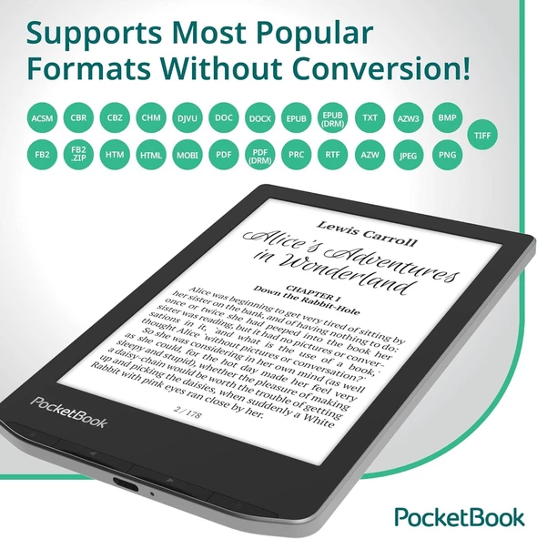 PocketBook Verse E-okuyucu | 6'' E-Ink Carta™ HD | Ayarlanabilir Akıllı Işık | 1 Ay Pil Ömrü | Bright Blue - Resim 7