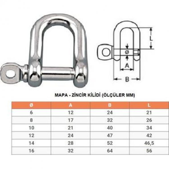 GALVANİZLİ ZİNCİR KİLİDİ MAPA U KİLİT  6 MM 20 ADET - 2