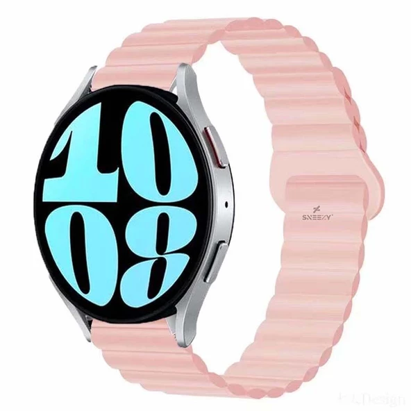 Samsung Galaxy Watch 6 – Classic 40-43-44-47mm Uyumlu 20mm Harmony Duo Magnetik Silikon Kordon  Pembe