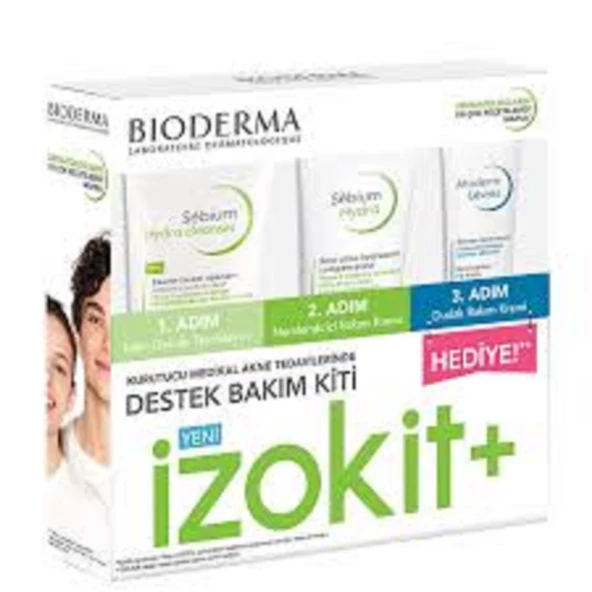 Bioderma Sebium İzokit + Sebium Hydra Cleanser 200 ml - Sebium Hydra 40 ml - Atoderm Levres 15 ml