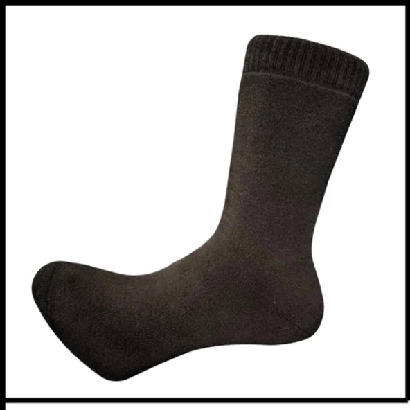 Uyguna-Yakala Kahve Erkek Çorabı Termal Havlu Kışlık Çorap-RAP.272