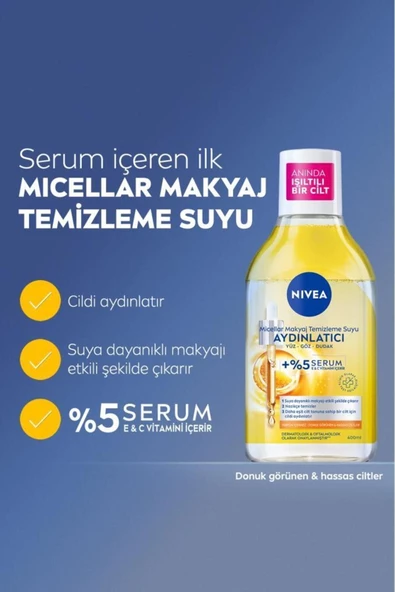 Nivea Aydınlatıcı Micellar Makyaj Temizleme Suyu Serum İçerikli Donuk ve Hassas Cilt Tipleri 400 ml - 6